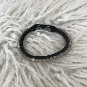 Sundance Catalog leather and gemstone bracelet